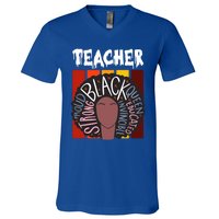 Teacher Drippin Lazy Halloween Costume Retro Afro Queen Funny Gift V-Neck T-Shirt