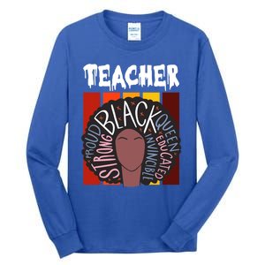 Teacher Drippin Lazy Halloween Costume Retro Afro Queen Funny Gift Tall Long Sleeve T-Shirt