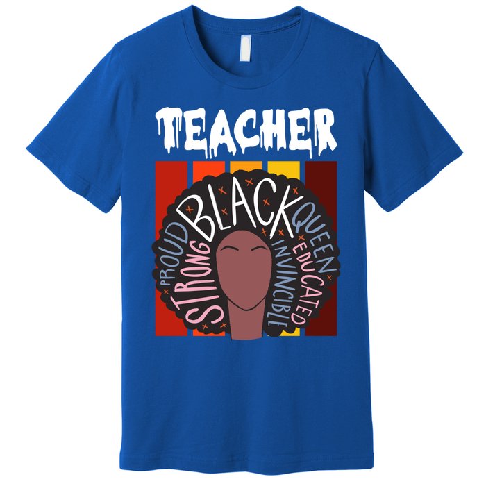 Teacher Drippin Lazy Halloween Costume Retro Afro Queen Funny Gift Premium T-Shirt