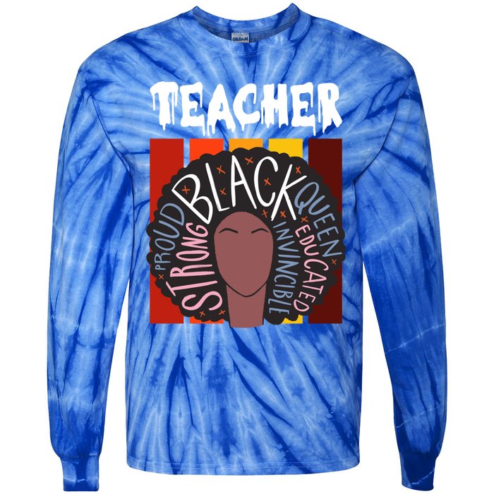 Teacher Drippin Lazy Halloween Costume Retro Afro Queen Funny Gift Tie-Dye Long Sleeve Shirt