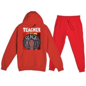 Teacher Drippin Lazy Halloween Costume Retro Afro Queen Funny Gift Premium Hooded Sweatsuit Set