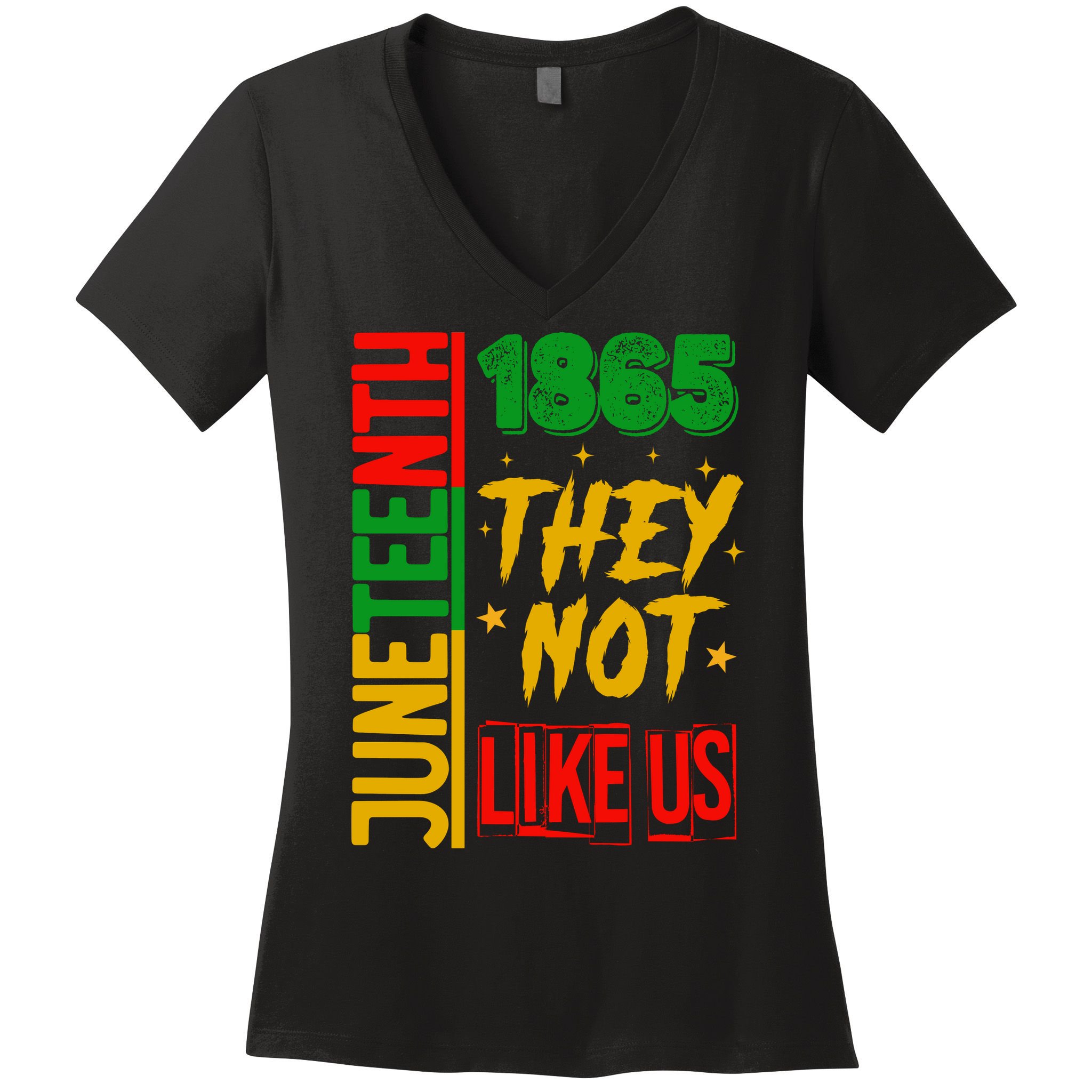 They Don't Like Us Juneteenth 1865 Pride Women's V-Neck T-Shirt