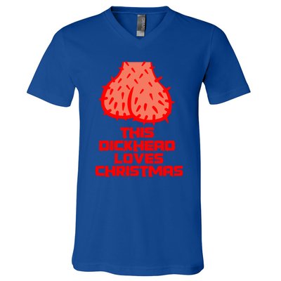 This Dickhead Loves Christmas Nasty Funny Xmas Party Gift Cute Gift V-Neck T-Shirt