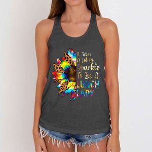 Tie Dye Lunch Lady Teacher Sunflower Leopard Back To School Women's Knotted Racerback Tank