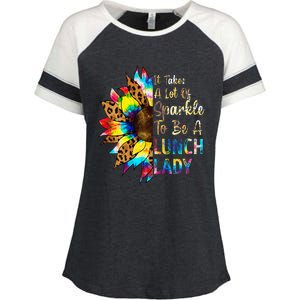 Tie Dye Lunch Lady Teacher Sunflower Leopard Back To School Enza Ladies Jersey Colorblock Tee