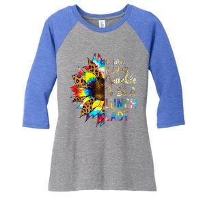 Tie Dye Lunch Lady Teacher Sunflower Leopard Back To School Women's Tri-Blend 3/4-Sleeve Raglan Shirt