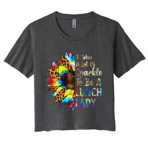 Tie Dye Lunch Lady Teacher Sunflower Leopard Back To School Women's Crop Top Tee