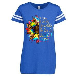 Tie Dye Lunch Lady Teacher Sunflower Leopard Back To School Enza Ladies Jersey Football T-Shirt