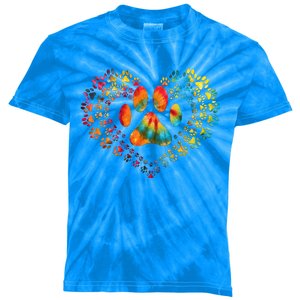 Tie Dye Love Dog Paw Print Heart Animal Lover Kids Tie-Dye T-Shirt