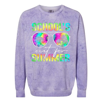 Tie Dye Last Day Of School Schools Out For Summer Teacher Colorblast Crewneck Sweatshirt