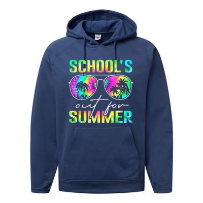 Tie Dye Last Day Of School Schools Out For Summer Teacher Performance Fleece Hoodie