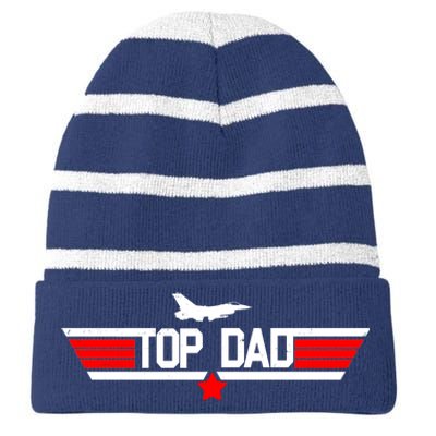 Top Dad Logo Father's Day Striped Beanie with Solid Band