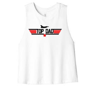 Top Dad Logo Father's Day Women's Racerback Cropped Tank