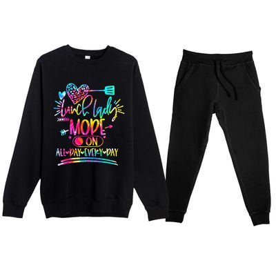 Tie Dye Lunch Lady Mode On All Day Every Day Lunch Lady Life Premium Crewneck Sweatsuit Set