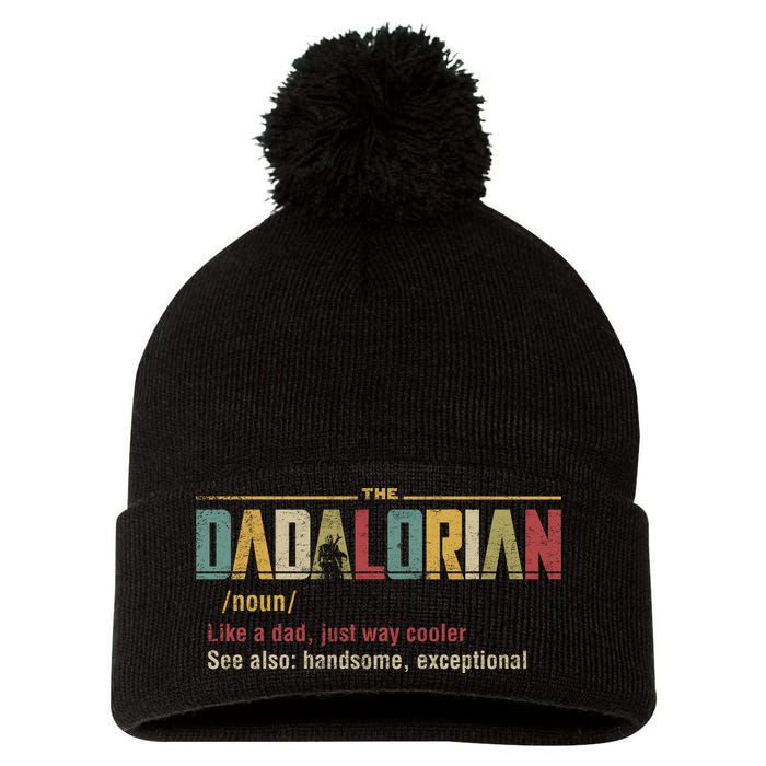 The Dadalorian Like A Dad Funny Defined This Is The Way Pom Pom 12in Knit Beanie
