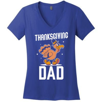 Thanksgiving Dad Lover Cute Family Turkeys Thanksgiving Gift Women's V-Neck T-Shirt