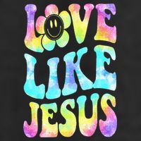 Tie Dye Love Like Jesus Retro Groovy Christian Religious God 7 Panel Mesh Trucker Snapback Hat