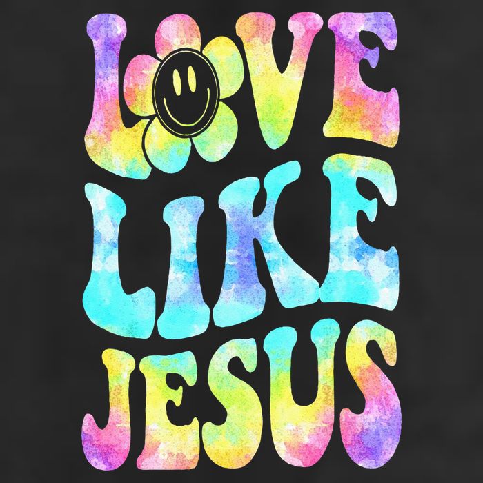 Tie Dye Love Like Jesus Retro Groovy Christian Religious God 7 Panel Mesh Trucker Snapback Hat