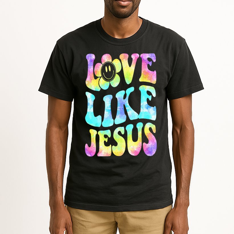 Tie Dye Love Like Jesus Retro Groovy Christian Religious God Tall T-Shirt