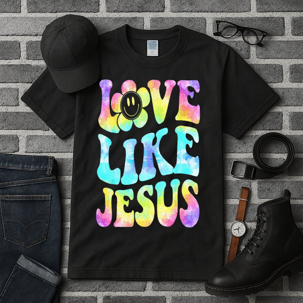 Tie Dye Love Like Jesus Retro Groovy Christian Religious God Tall T-Shirt