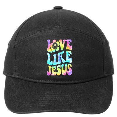Tie Dye Love Like Jesus Retro Groovy Christian Religious God 7-Panel Snapback Hat