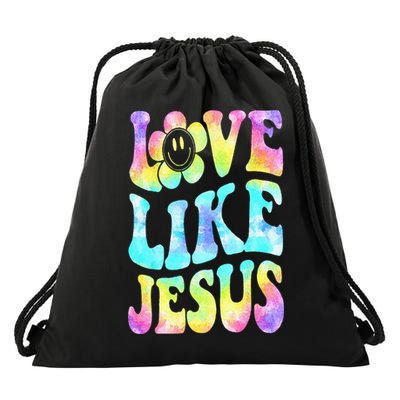 Tie Dye Love Like Jesus Retro Groovy Christian Religious God Drawstring Bag
