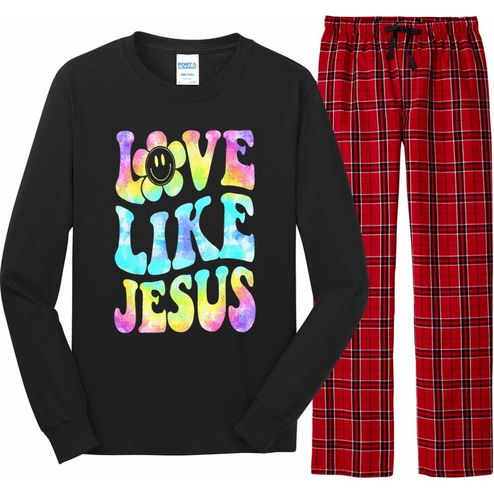 Tie Dye Love Like Jesus Retro Groovy Christian Religious God Long Sleeve Pajama Set