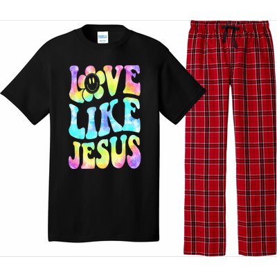 Tie Dye Love Like Jesus Retro Groovy Christian Religious God Pajama Set