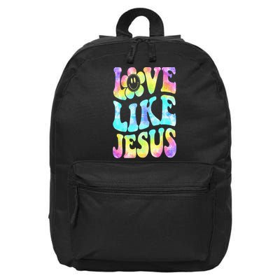 Tie Dye Love Like Jesus Retro Groovy Christian Religious God 16 in Basic Backpack
