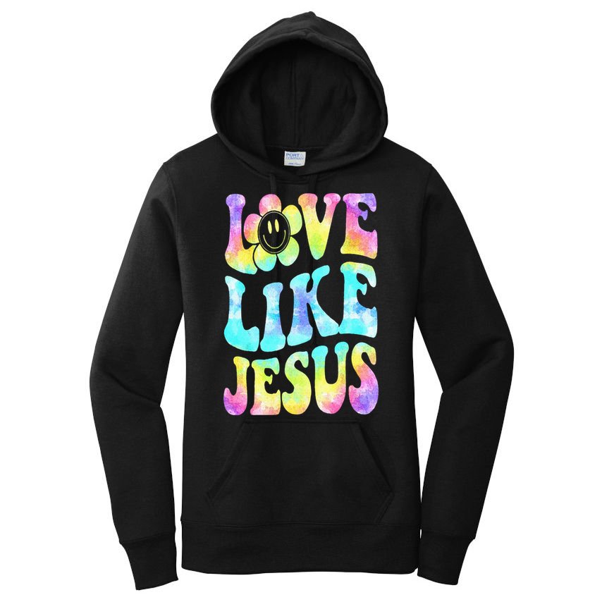 Tie Dye Love Like Jesus Retro Groovy Christian Religious God Women's Pullover Hoodie