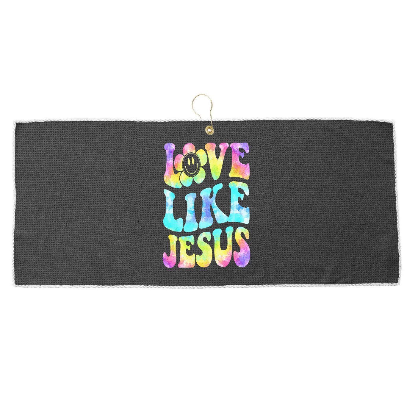 Tie Dye Love Like Jesus Retro Groovy Christian Religious God Large Microfiber Waffle Golf Towel