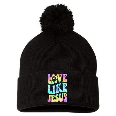 Tie Dye Love Like Jesus Retro Groovy Christian Religious God Pom Pom 12in Knit Beanie