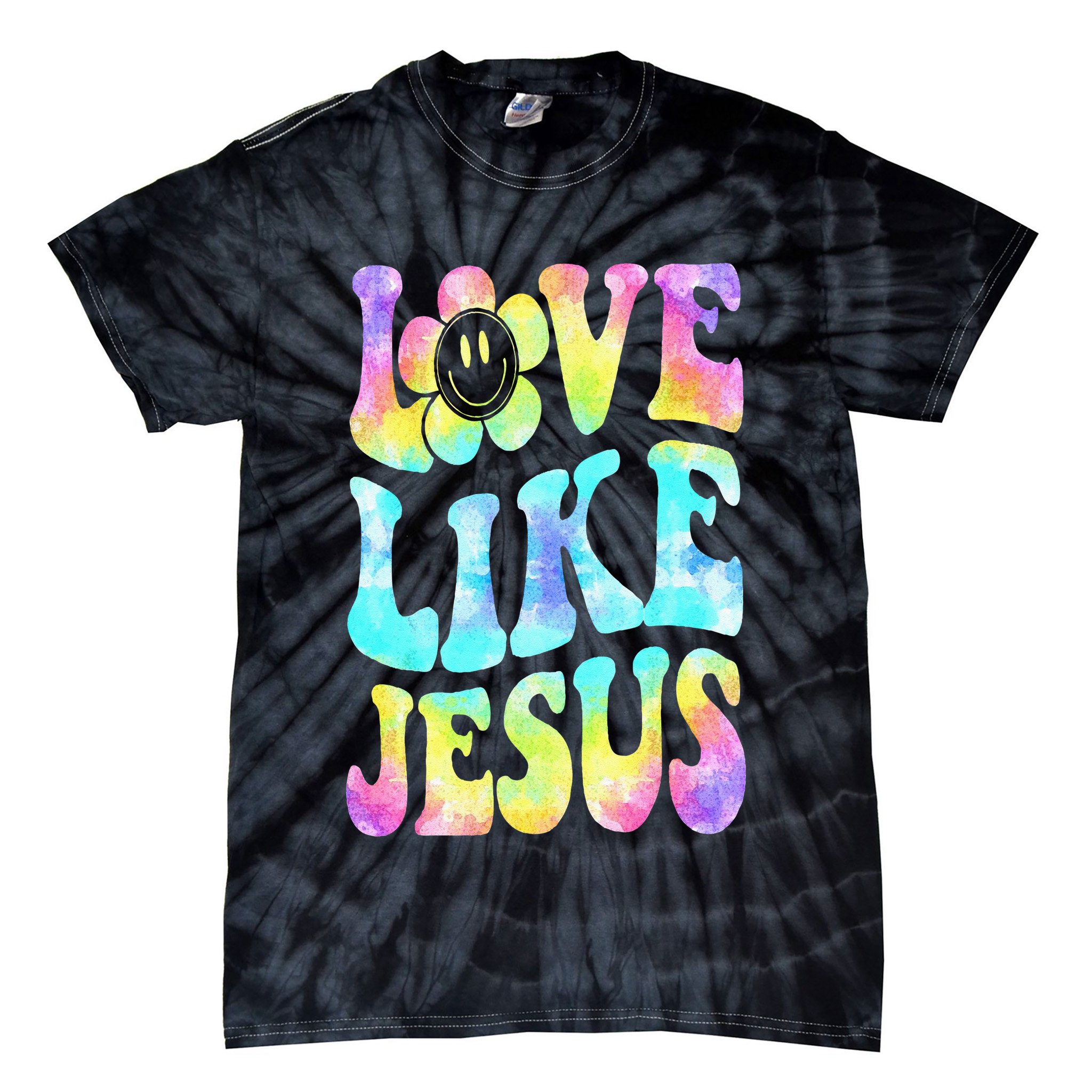 Tie Dye Love Like Jesus Retro Groovy Christian Religious God Tie-Dye T-Shirt
