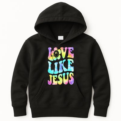 Tie Dye Love Like Jesus Retro Groovy Christian Religious God Kids Hoodie