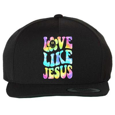 Tie Dye Love Like Jesus Retro Groovy Christian Religious God Wool Snapback Cap