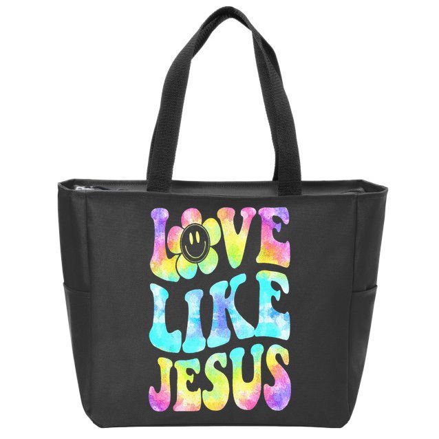 Tie Dye Love Like Jesus Retro Groovy Christian Religious God Zip Tote Bag