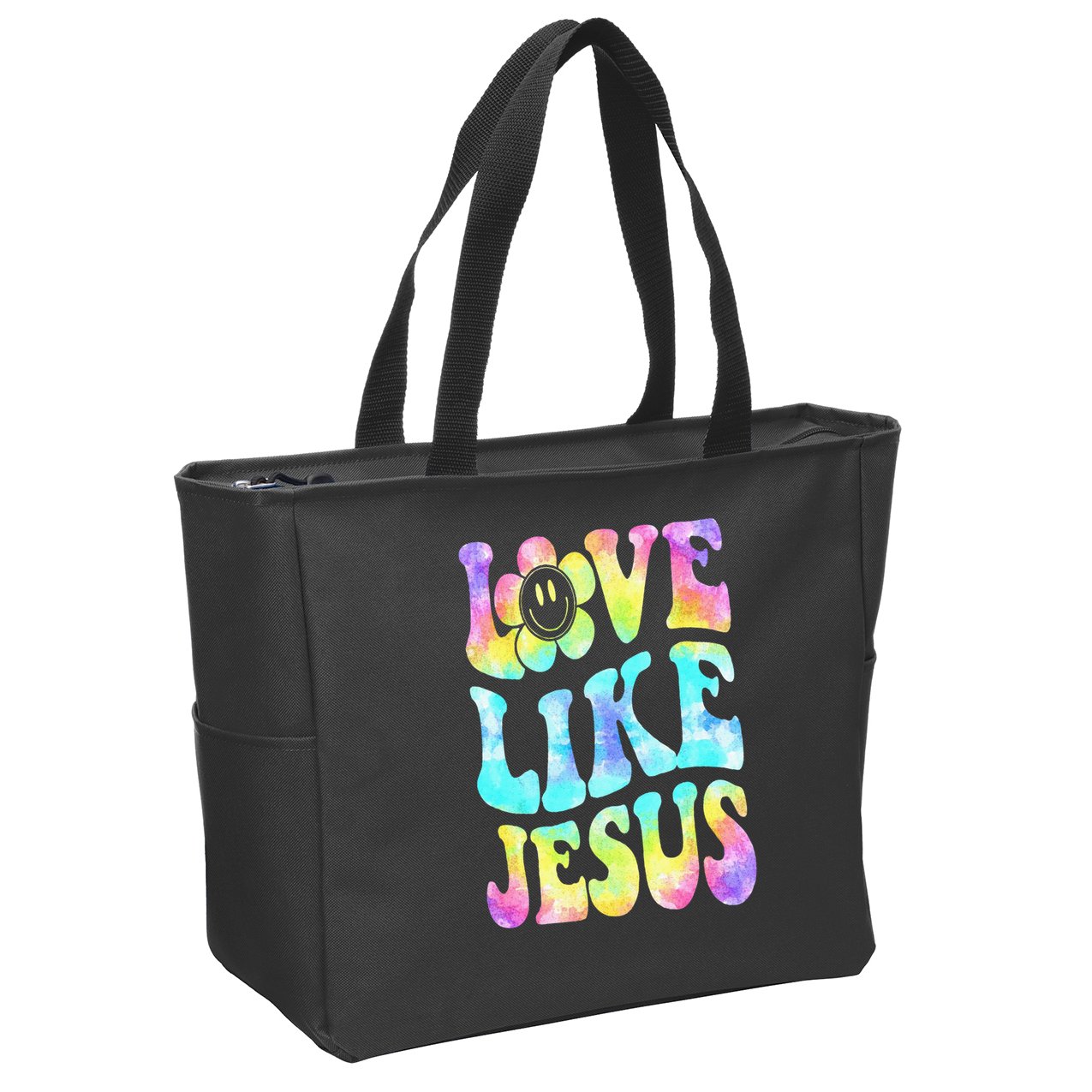 Tie Dye Love Like Jesus Retro Groovy Christian Religious God Zip Tote Bag