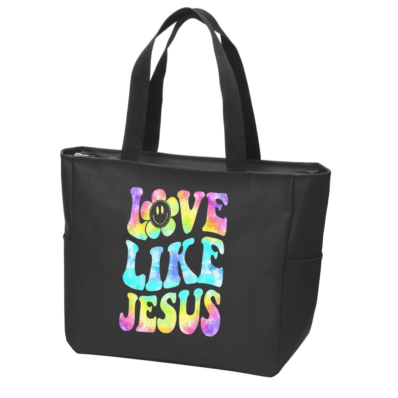 Tie Dye Love Like Jesus Retro Groovy Christian Religious God Zip Tote Bag