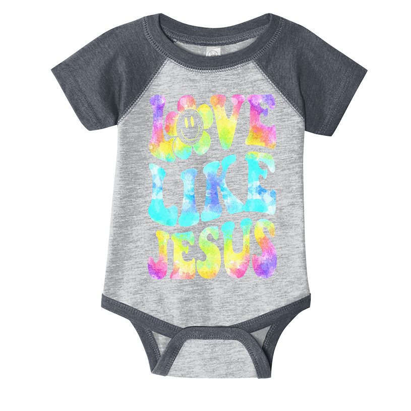 Tie Dye Love Like Jesus Retro Groovy Christian Religious God Infant Baby Jersey Bodysuit