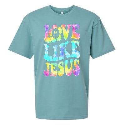 Tie Dye Love Like Jesus Retro Groovy Christian Religious God Sueded Cloud Jersey T-Shirt