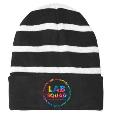 Tie Dye Lab Squad Lab Team Lab Lover Lab Tech Lab Worker Striped Beanie with Solid Band