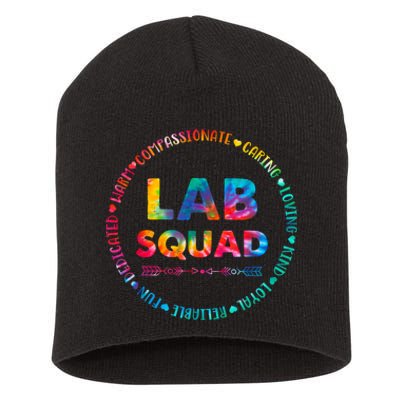 Tie Dye Lab Squad Lab Team Lab Lover Lab Tech Lab Worker Short Acrylic Beanie