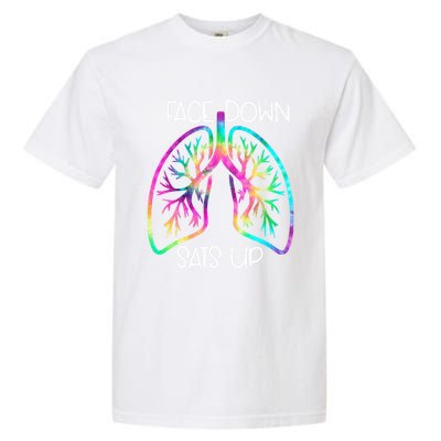 Tie Dye Lung Face Down Stats Up Funny Nursing Nurse Gift Garment-Dyed Heavyweight T-Shirt