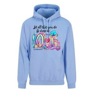 Tie Dye Let All That You Do Be Done In Love Nurse Valentine Cool Gift Unisex Surf Hoodie