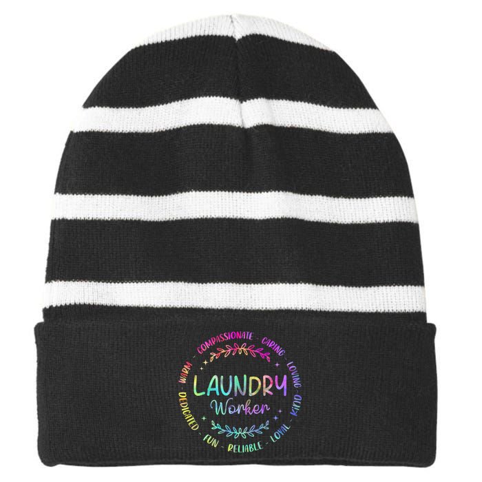 Tie Dye Laundry Worker Appreciation Week Healthcare Striped Beanie with Solid Band