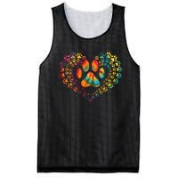 Tie Dye Love Dog Paw Print Heart Animal Lover Mesh Reversible Basketball Jersey Tank