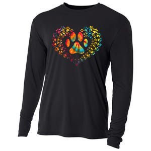 Tie Dye Love Dog Paw Print Heart Animal Lover Cooling Performance Long Sleeve Crew