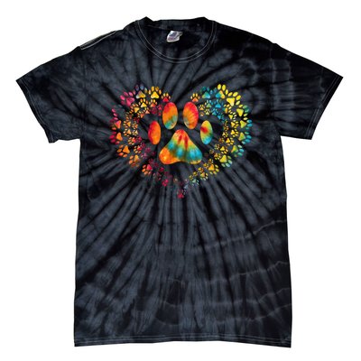 Tie Dye Love Dog Paw Print Heart Animal Lover Tie-Dye T-Shirt