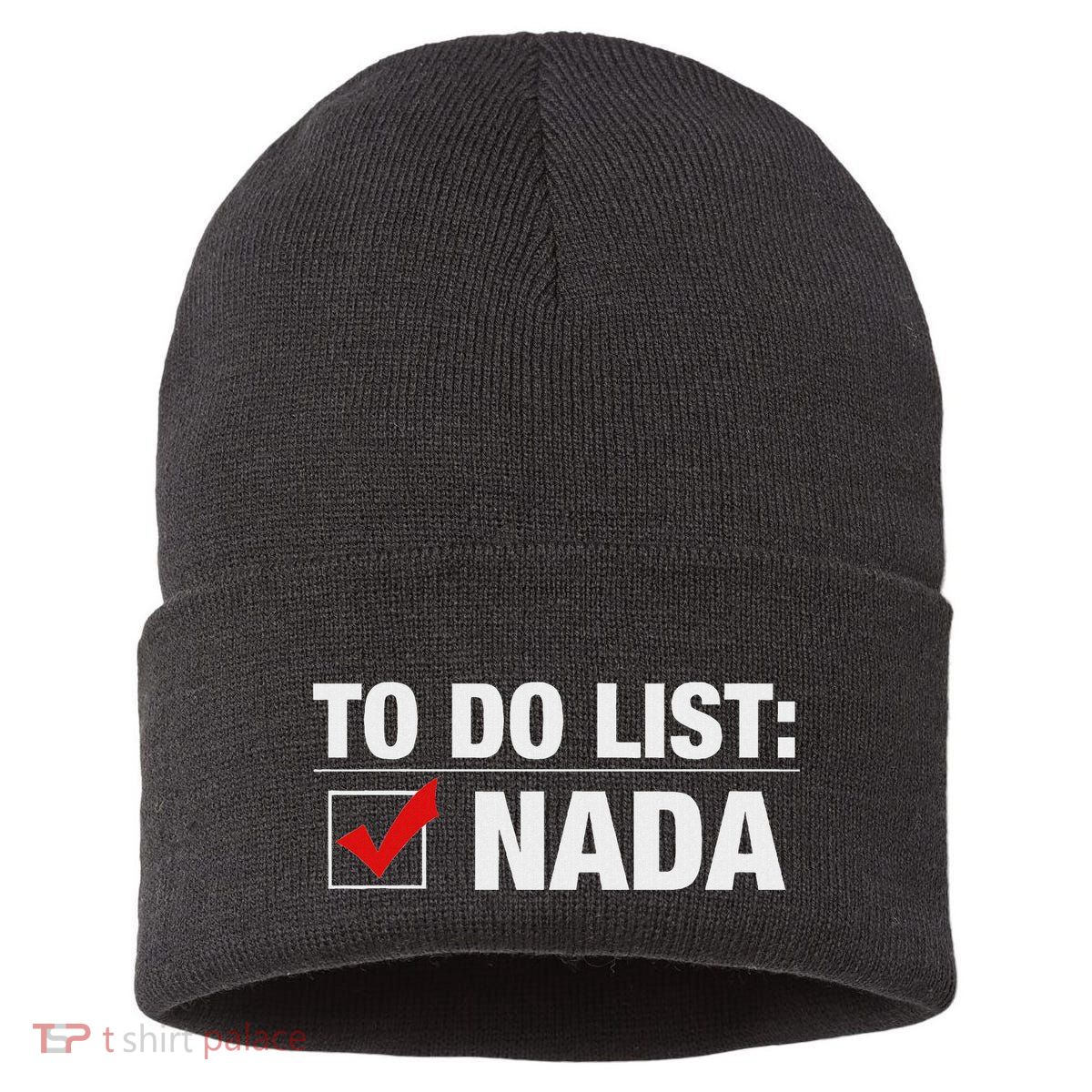To Do List Nada Funny Sustainable Knit Beanie