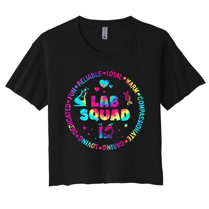 Tie Dye Lab Week Lab Squad Lab Tech Laboratory Assistant Women's Crop Top Tee